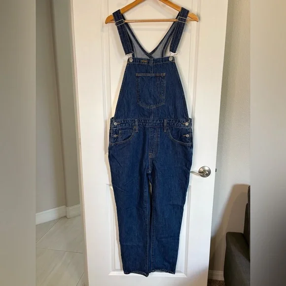 Levi's Dark Blue Denim Overalls with Striped Sweater - Picture 2 of 16